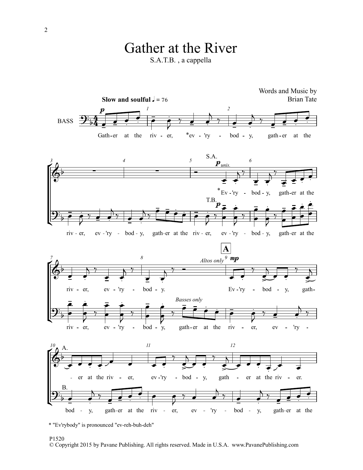 Brian Tate Gather at the River Sheet Music Notes & Chords for Choral - Download or Print PDF