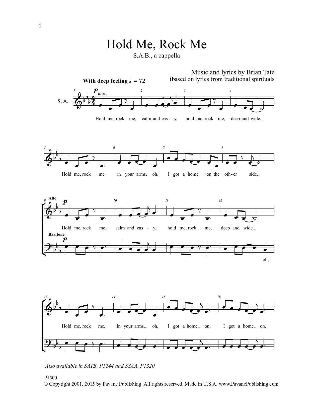 Brian Tate Hold Me, Rock Me Sheet Music Notes & Chords for TTBB Choir - Download or Print PDF