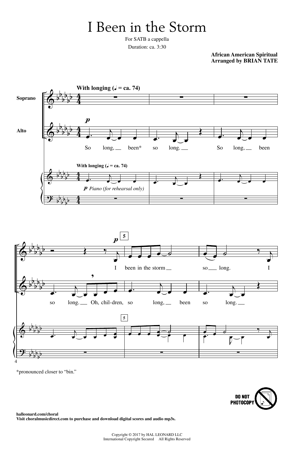 Brian Tate I Been In The Storm Sheet Music Notes & Chords for SATB - Download or Print PDF