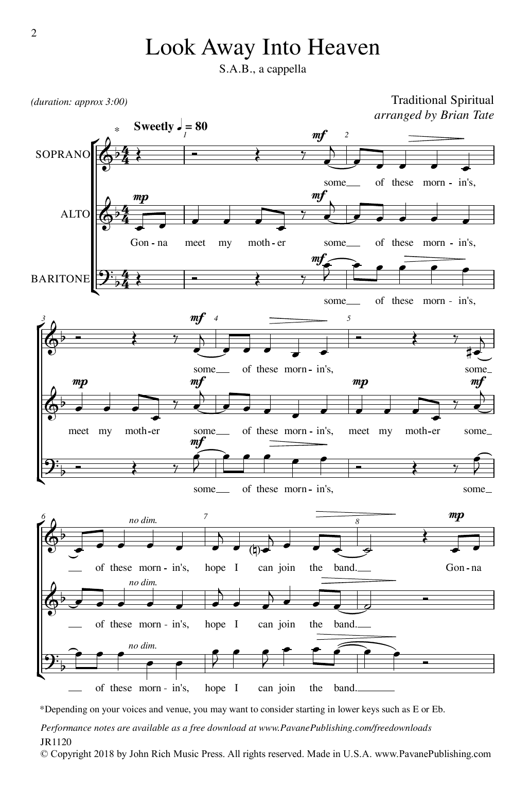Brian Tate Look Away Into Heaven Sheet Music Notes & Chords for SAB Choir - Download or Print PDF