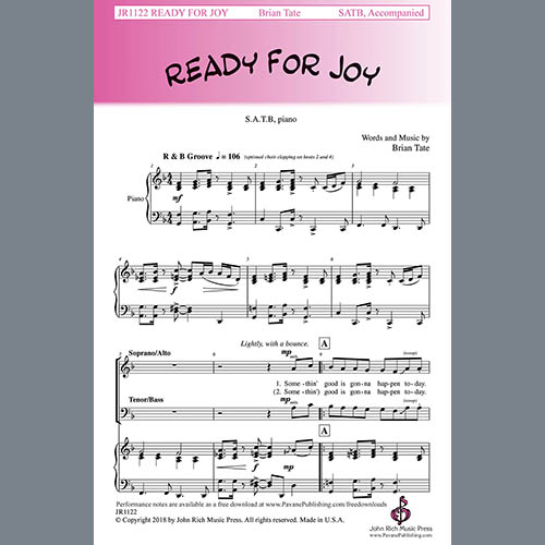 Brian Tate, Ready For Joy, SATB Choir