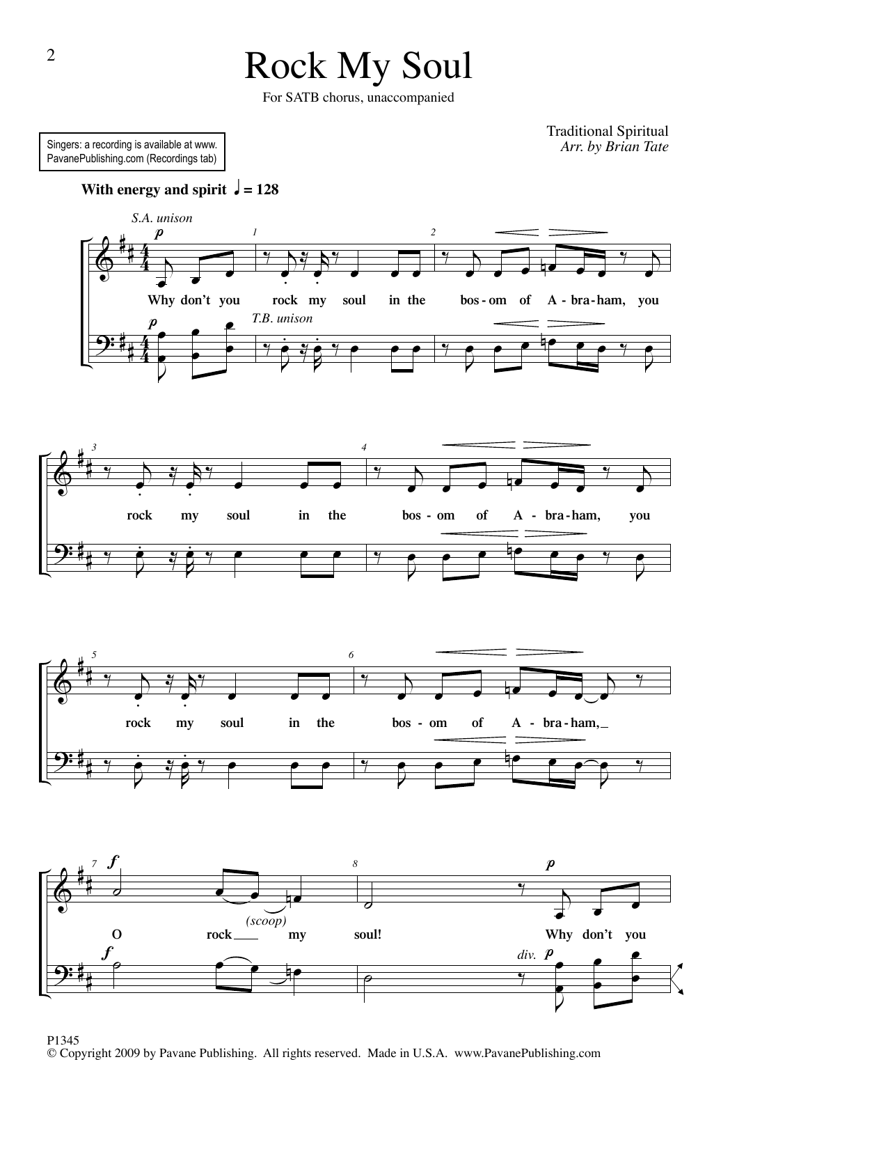 Brian Tate Rock My Soul Sheet Music Notes & Chords for SATB Choir - Download or Print PDF