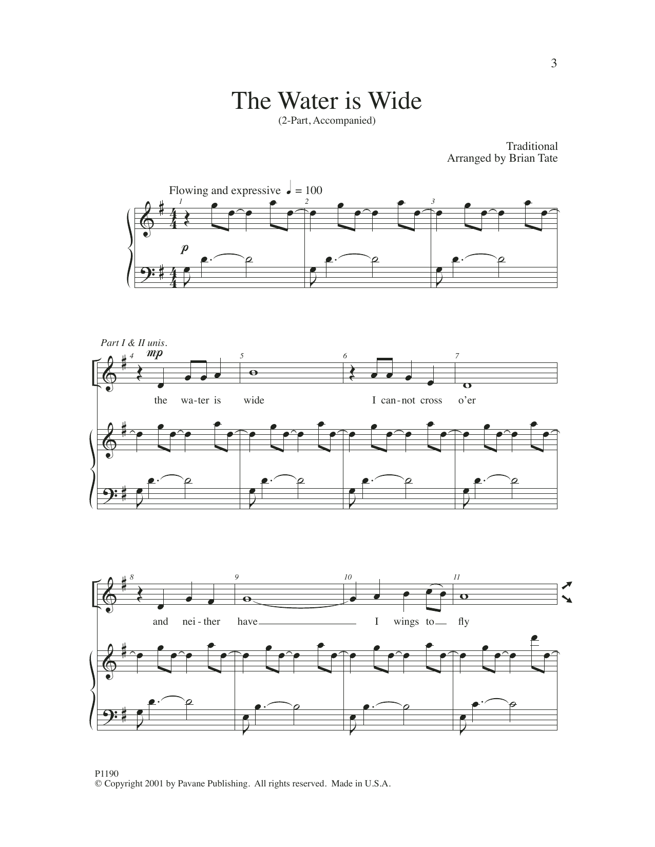 Brian Tate The Water Is Wide Sheet Music Notes & Chords for 2-Part Choir - Download or Print PDF