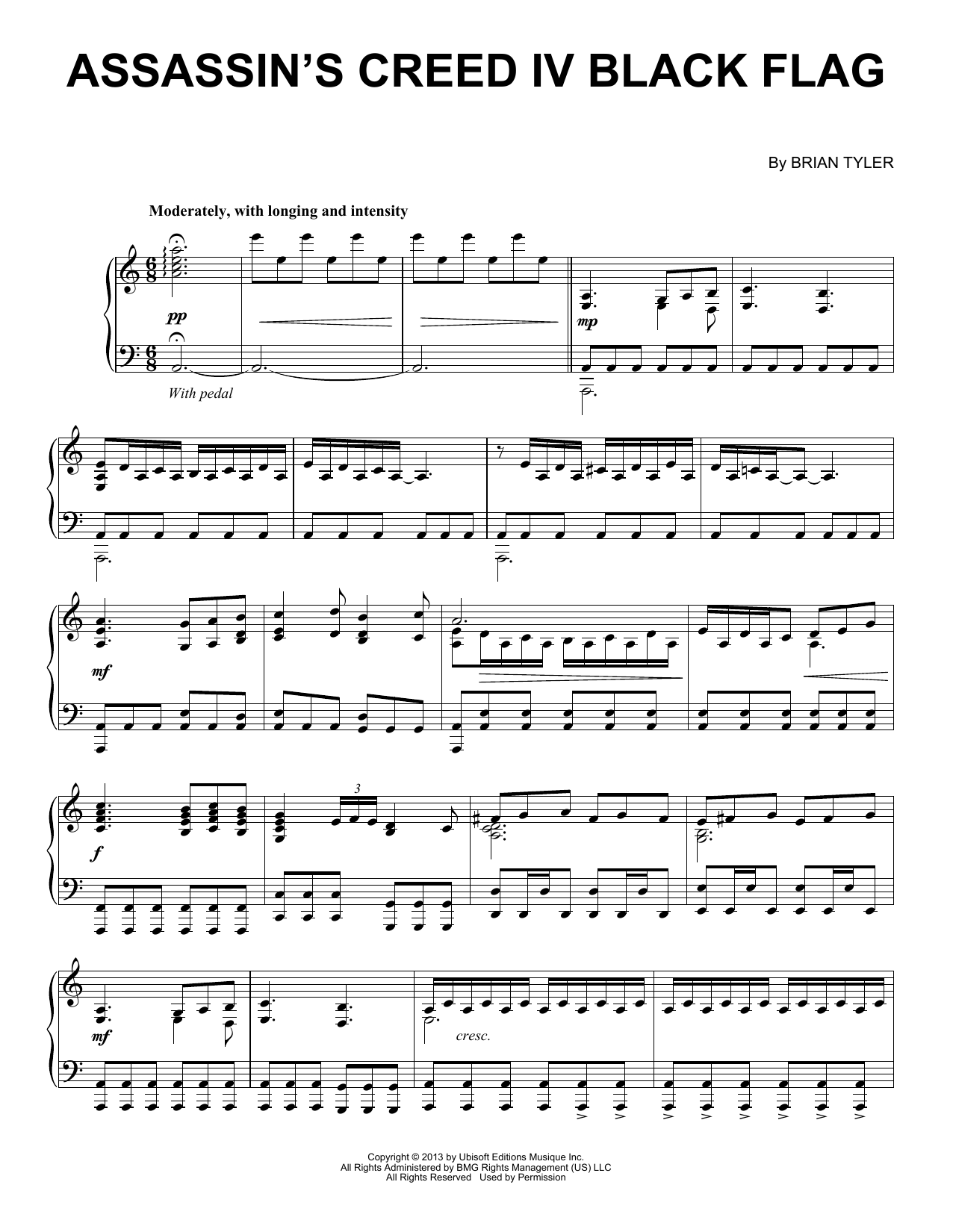 Brian Tyler Assassin's Creed IV Black Flag Sheet Music Notes & Chords for Piano Solo - Download or Print PDF
