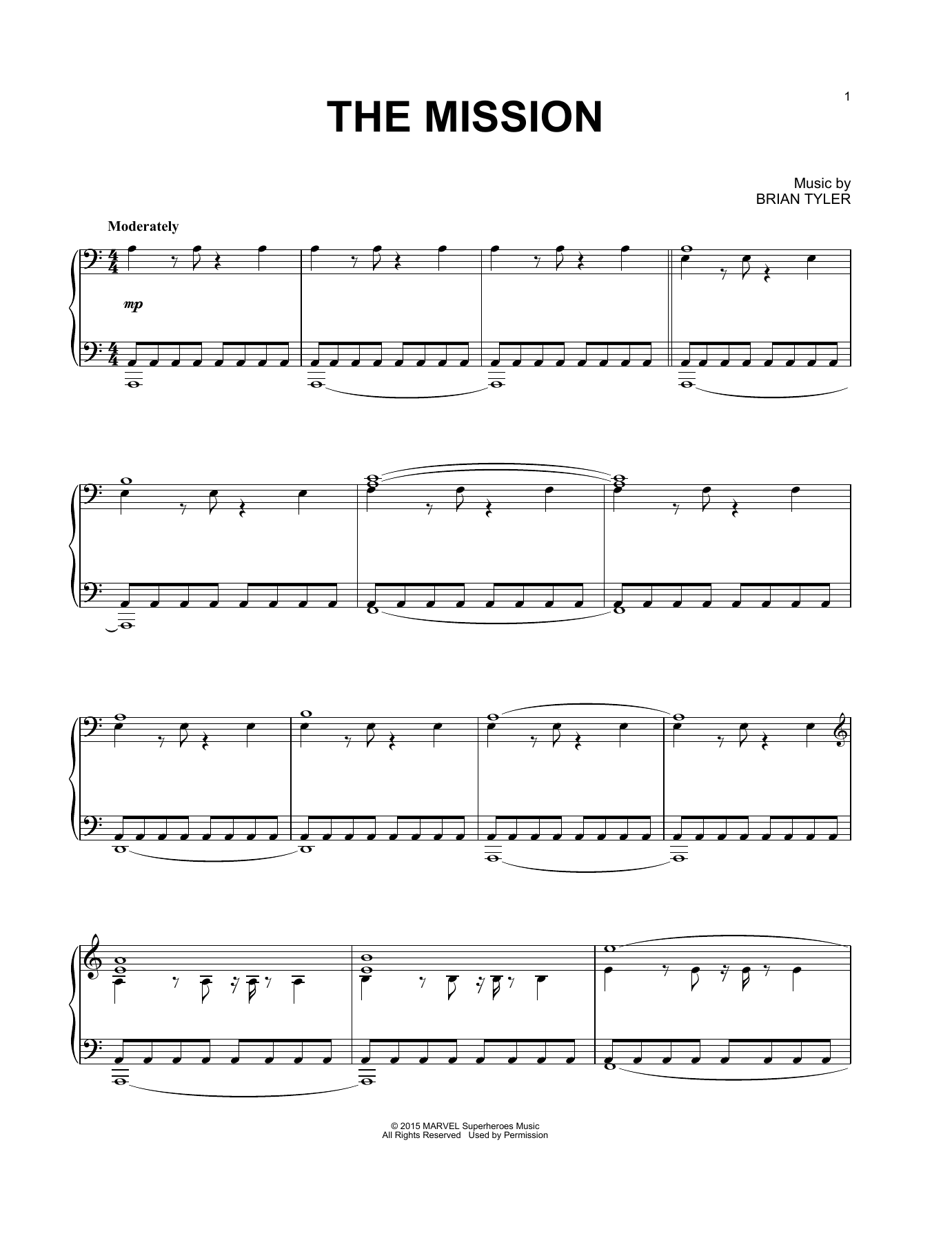 Brian Tyler The Mission Sheet Music Notes & Chords for Piano - Download or Print PDF