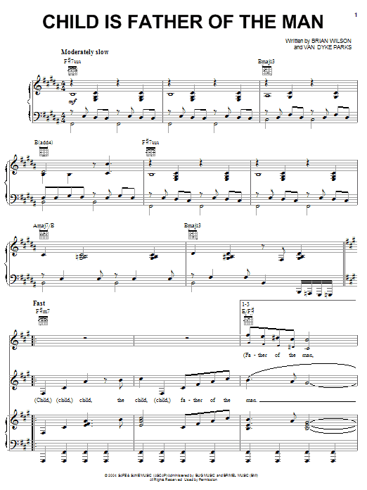 Brian Wilson Child Is Father Of The Man Sheet Music Notes & Chords for Piano, Vocal & Guitar (Right-Hand Melody) - Download or Print PDF Brian Wilson Child Is Father Of The Man Sheet Music Notes & Chords for Piano, Vocal & Guitar (Right-Hand Melody) - Download or Print PDF