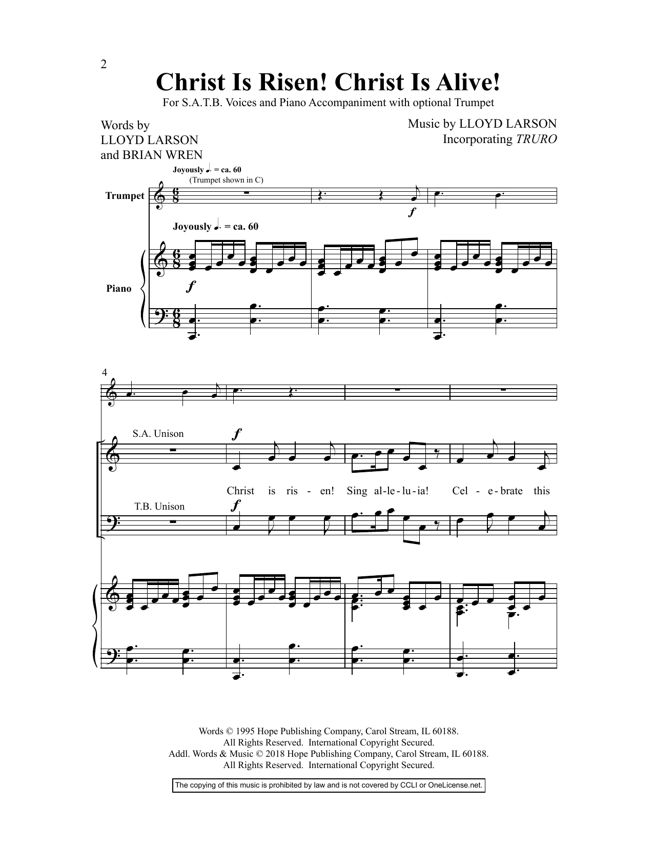 Brian Wren Christ Is Risen! Christ Is Alive! Sheet Music Notes & Chords for Choral - Download or Print PDF