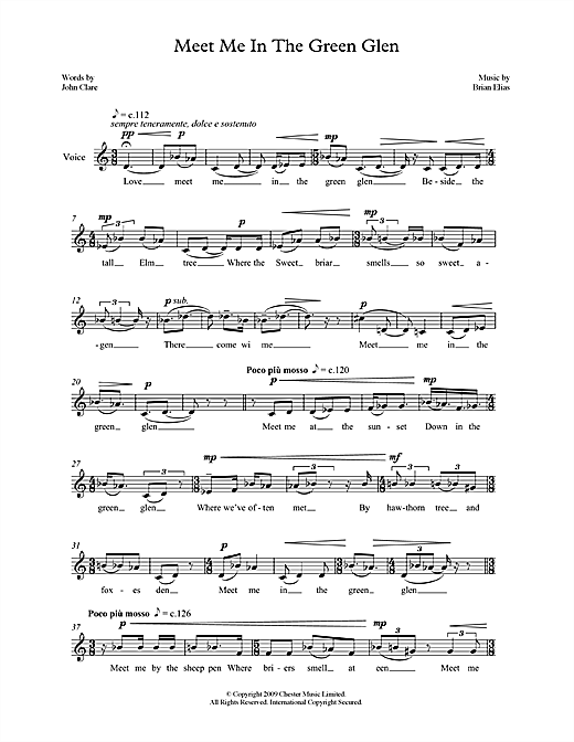 Brian Elias Meet Me in the Green Glen (for low voice) Sheet Music Notes & Chords for Piano & Vocal - Download or Print PDF
