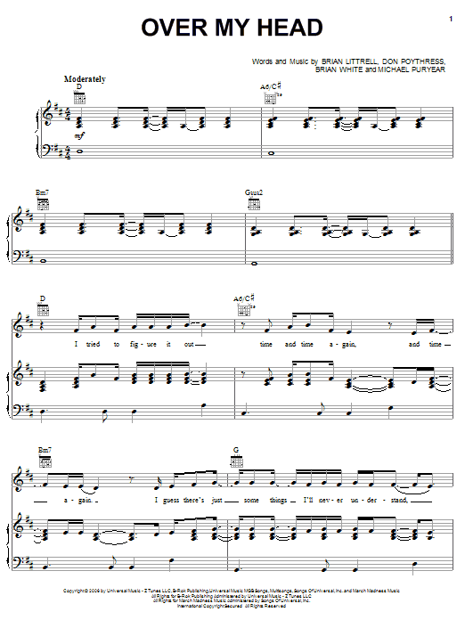 Preview Brian Littrell Over My Head Pop sheet music, notes and chords for Easy Piano, SKU: 63615 Over My Head sheet music