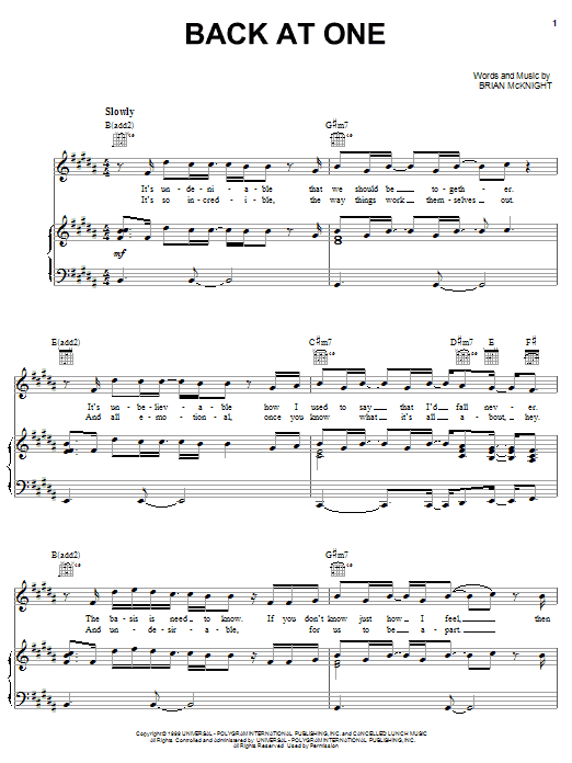 Preview Brian McKnight Back At One Pop sheet music, notes and chords for Voice, SKU: 182841 Back At One sheet music