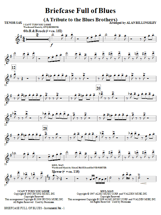 Alan Billingsley Briefcase Full Of Blues A Tribute To The Blues Brothers Bb Tenor Saxophone Sheet Music Download Pdf Score 281540