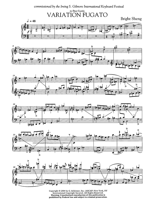 Bright Sheng Variation Fugato Sheet Music Notes & Chords for Piano - Download or Print PDF