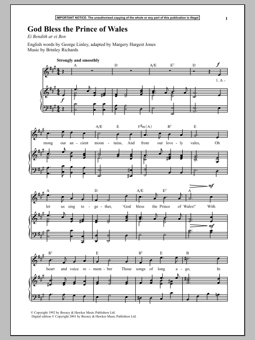 Brinley Richards God Bless The Prince Of Wales Sheet Music Notes & Chords for Piano Solo - Download or Print PDF