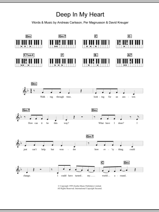 Britney Spears Deep In My Heart Sheet Music Notes & Chords for Keyboard - Download or Print PDF