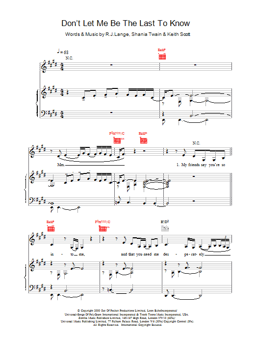 Britney Spears Don't Let Me Be The Last To Know Sheet Music Notes & Chords for Piano, Vocal & Guitar - Download or Print PDF