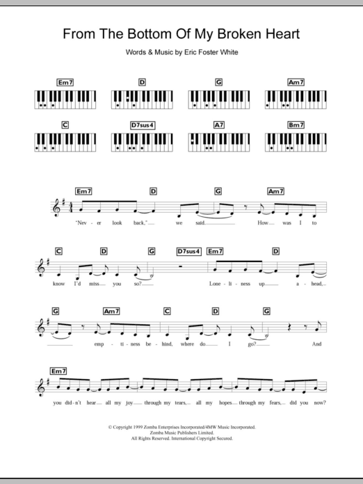 Britney Spears From The Bottom Of My Broken Heart Sheet Music Notes & Chords for Keyboard - Download or Print PDF