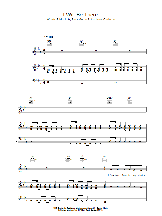 Britney Spears I Will Be There sheet music notes and chords. Download Printable PDF.
