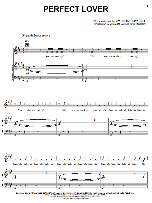 Britney Spears Perfect Lover Sheet Music Notes & Chords for Piano, Vocal & Guitar (Right-Hand Melody) - Download or Print PDF