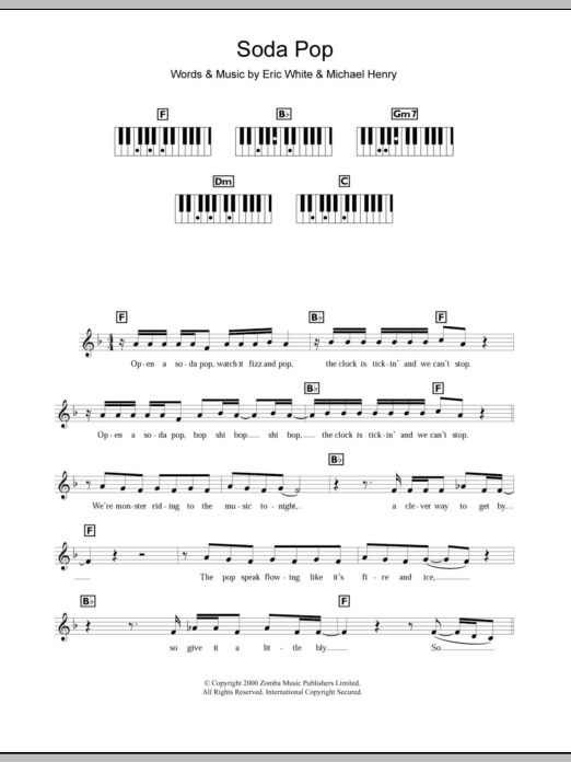 Britney Spears Soda Pop Sheet Music Notes & Chords for Keyboard - Download or Print PDF