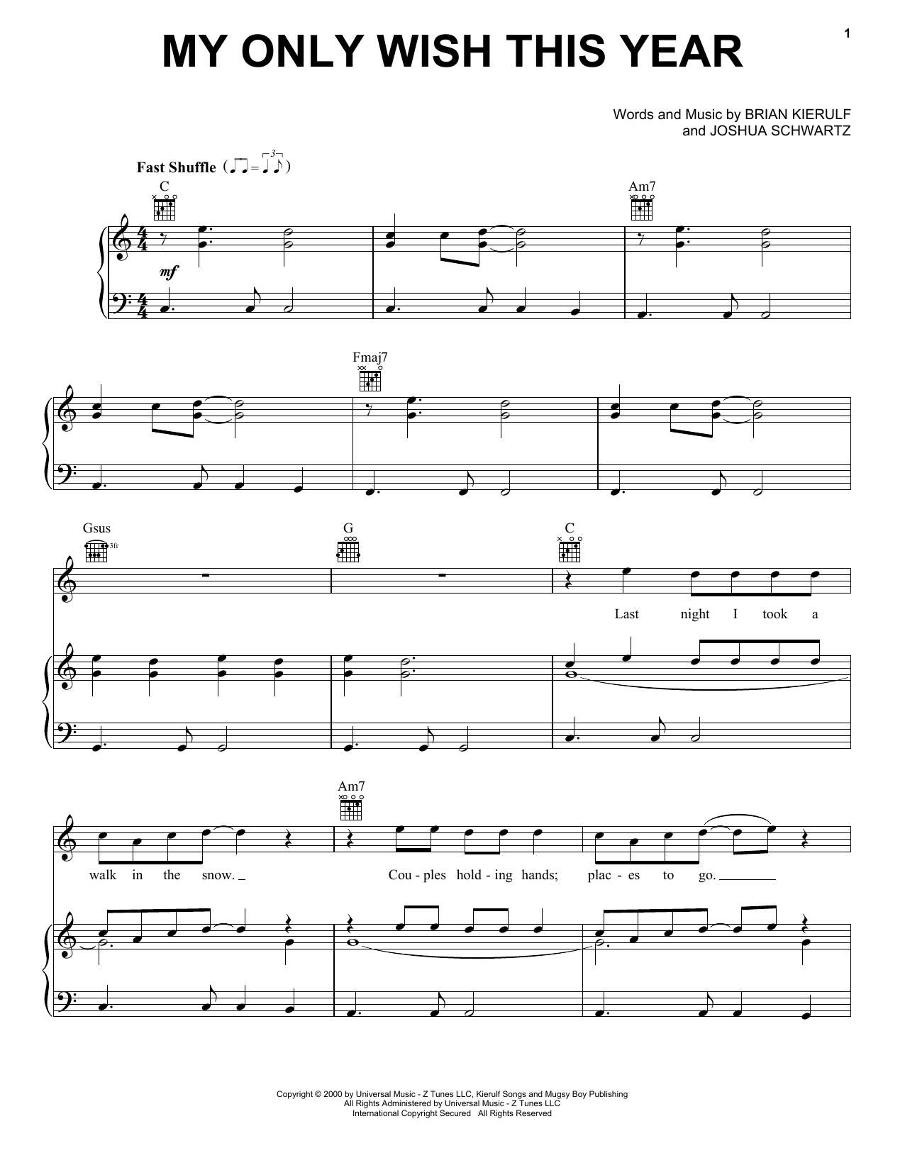 My Only Wish This Year sheet music