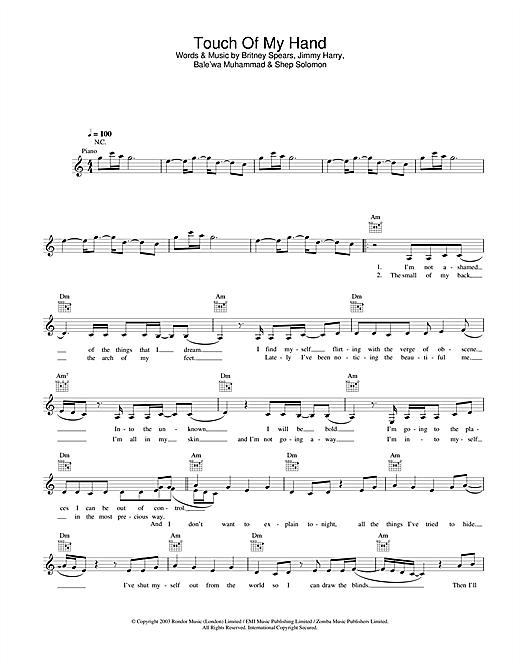 Touch Of My Hand sheet music