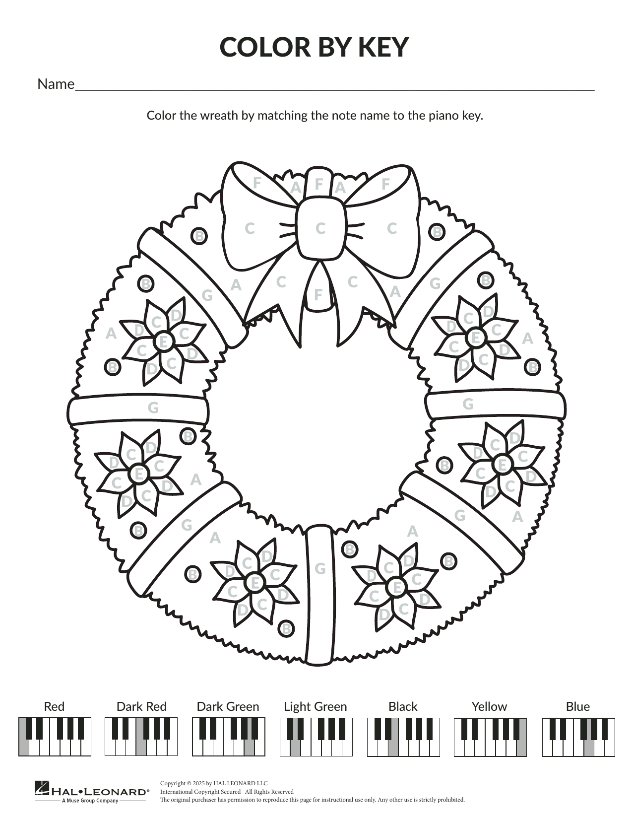 Brittany McCorriston Holiday Color By Key: Wreath Sheet Music Notes & Chords for Theory Worksheet - Download or Print PDF Brittany McCorriston Holiday Color By Key: Wreath Sheet Music Notes & Chords for Theory Worksheet - Download or Print PDF