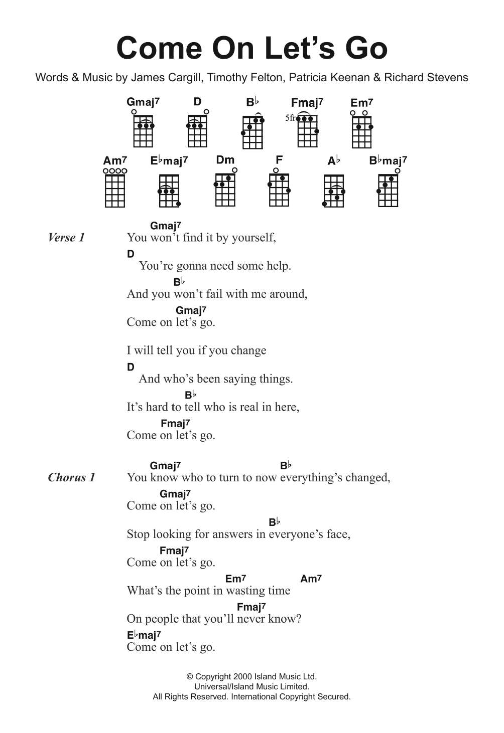 Broadcast Come On, Let's Go Sheet Music Notes & Chords for Ukulele - Download or Print PDF