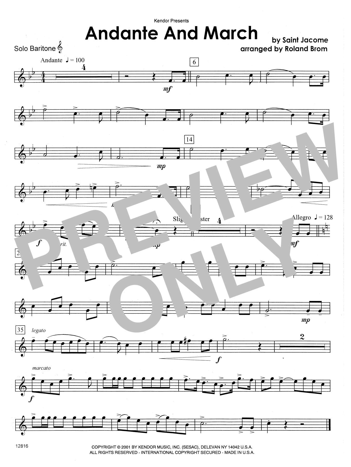 Andante And March - Solo Baritone T.C. sheet music