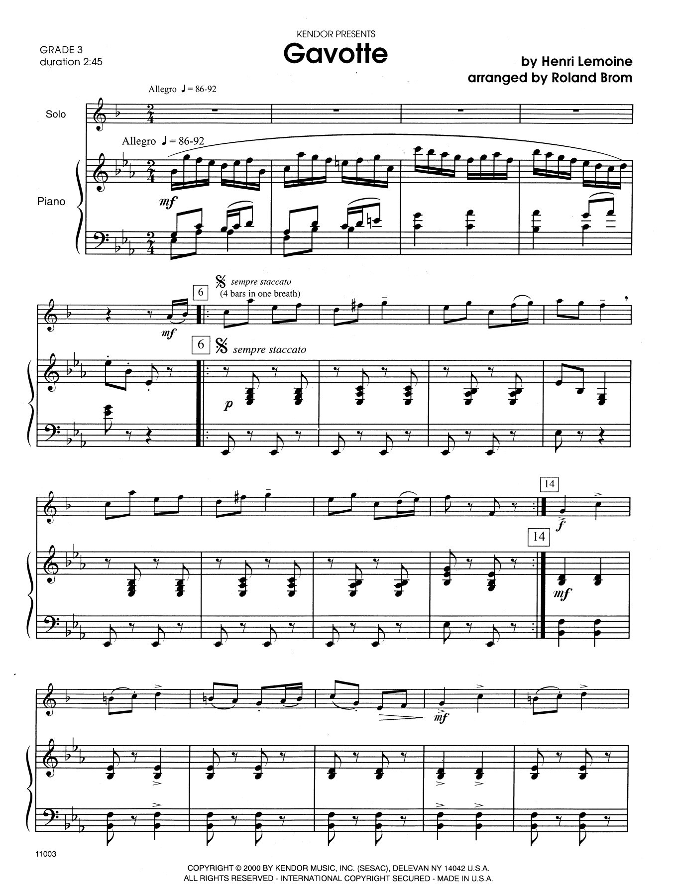 Gavotte - Piano sheet music