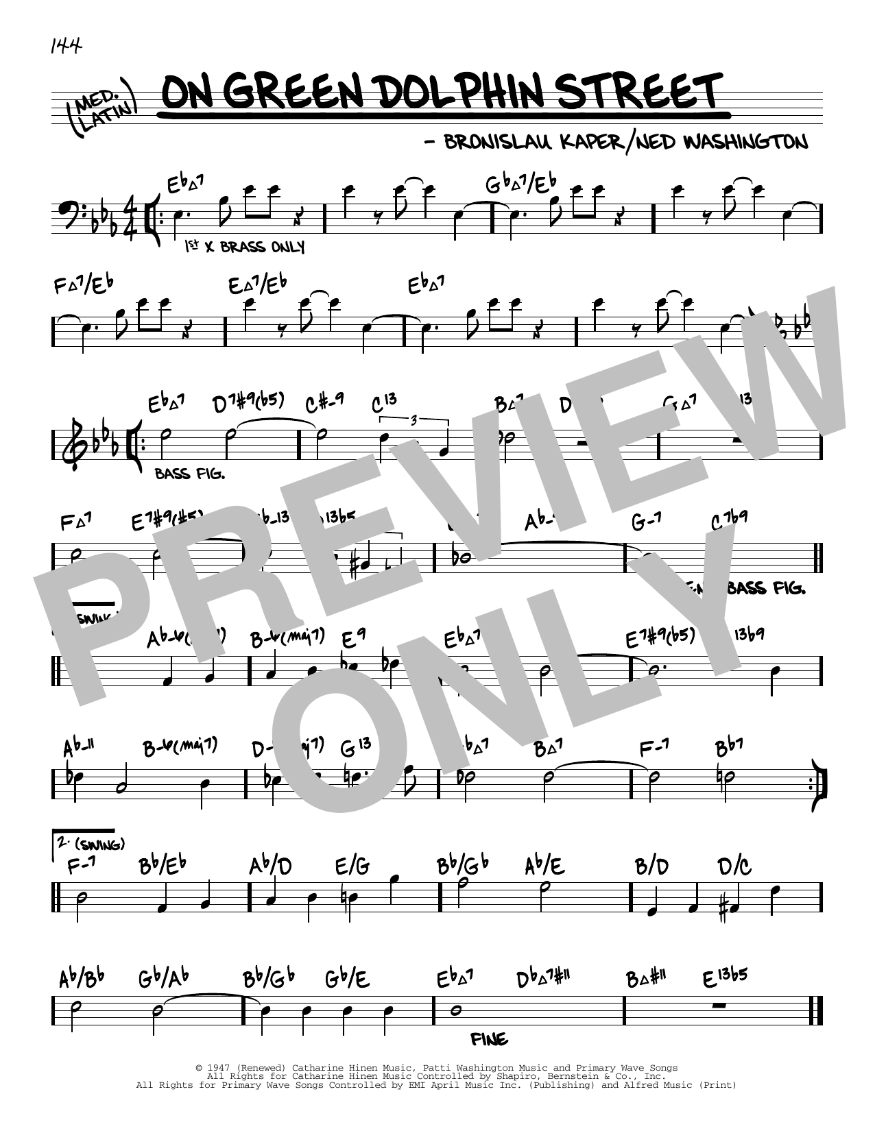 Bronislau Kaper On Green Dolphin Street (arr. David Hazeltine) Sheet Music Notes & Chords for Real Book – Enhanced Chords - Download or Print PDF