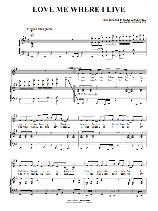 Brooklyn The Musical Love Me Where I Live Sheet Music Notes & Chords for Piano, Vocal & Guitar (Right-Hand Melody) - Download or Print PDF