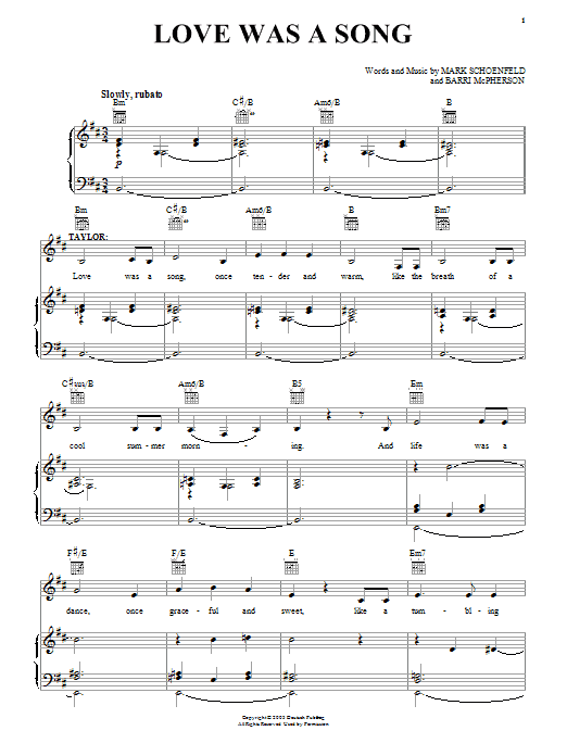 Brooklyn The Musical Love Was A Song Sheet Music Notes & Chords for Piano, Vocal & Guitar (Right-Hand Melody) - Download or Print PDF