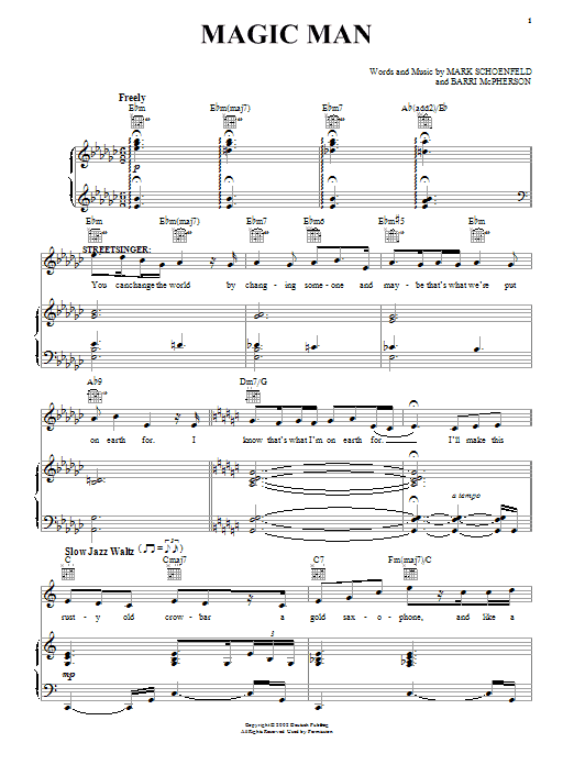 Brooklyn The Musical Magic Man Sheet Music Notes & Chords for Piano, Vocal & Guitar (Right-Hand Melody) - Download or Print PDF