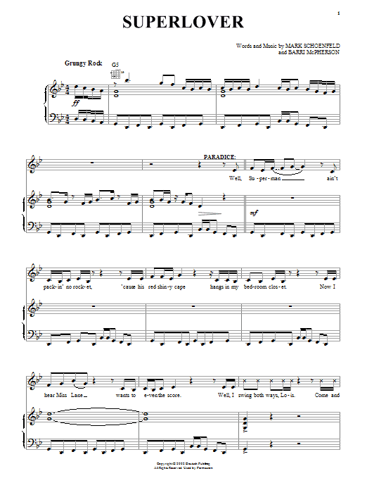 Brooklyn The Musical Superlover Sheet Music Notes & Chords for Piano, Vocal & Guitar (Right-Hand Melody) - Download or Print PDF