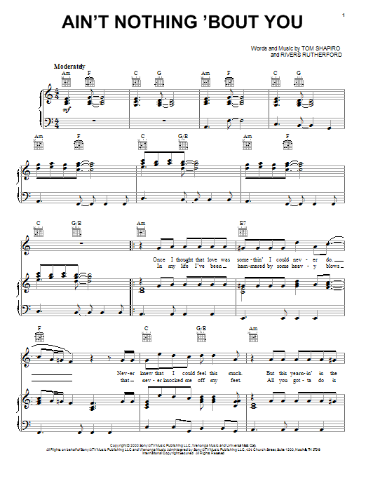 Brooks & Dunn Ain't Nothing 'Bout You Sheet Music Notes & Chords for Lyrics & Chords - Download or Print PDF