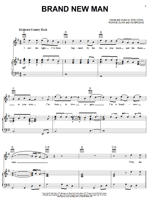 Brooks & Dunn Brand New Man Sheet Music Notes & Chords for Melody Line, Lyrics & Chords - Download or Print PDF