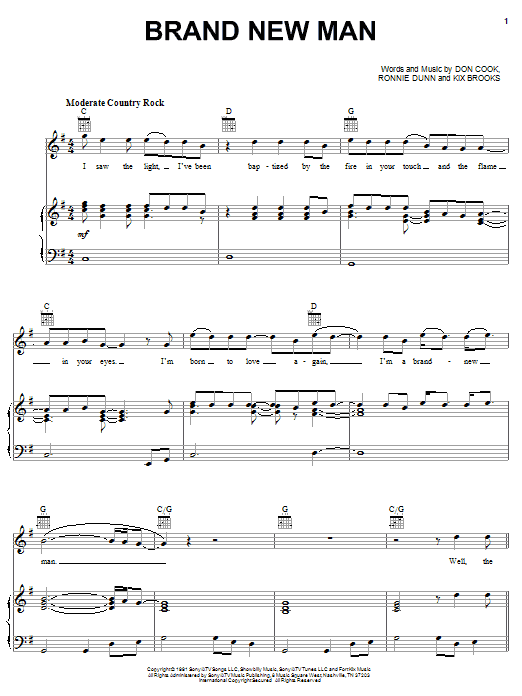 Brooks & Dunn Brand New Man Sheet Music Notes & Chords for Easy Guitar - Download or Print PDF