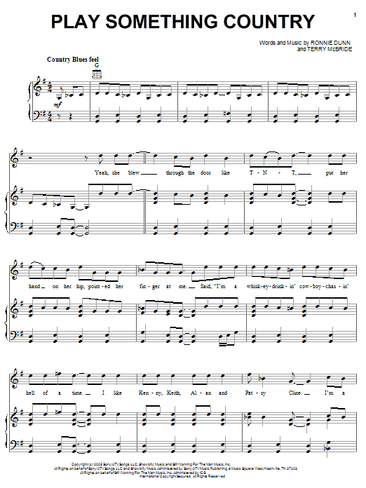 Brooks & Dunn Play Something Country Sheet Music Notes & Chords for Piano, Vocal & Guitar (Right-Hand Melody) - Download or Print PDF