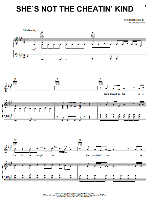 Brooks & Dunn She's Not The Cheatin' Kind Sheet Music Notes & Chords for Melody Line, Lyrics & Chords - Download or Print PDF