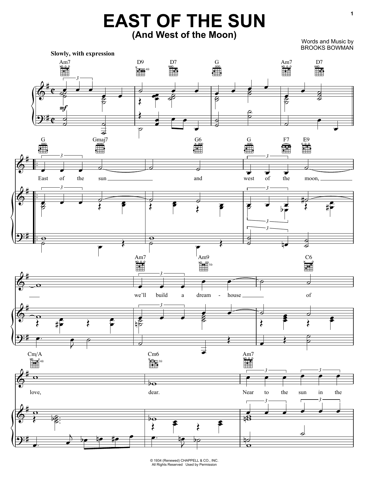 Brooks Bowman East Of The Sun (And West Of The Moon) Sheet Music Notes & Chords for Voice - Download or Print PDF