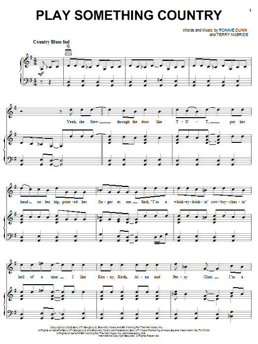Preview Brooks & Dunn Play Something Country Country sheet music, notes and chords for Piano, Vocal & Guitar (Right-Hand Melody), SKU: 51757 Play Something Country sheet music