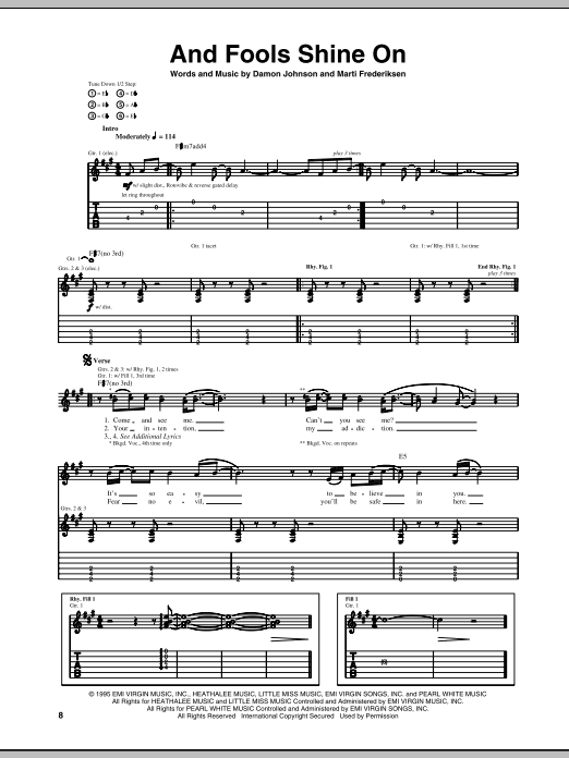 Brother Cane And Fools Shine On Sheet Music Notes & Chords for Guitar Tab - Download or Print PDF