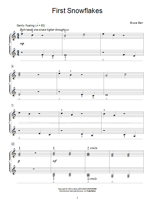 Bruce Berr First Snowflakes Sheet Music Notes & Chords for Educational Piano - Download or Print PDF