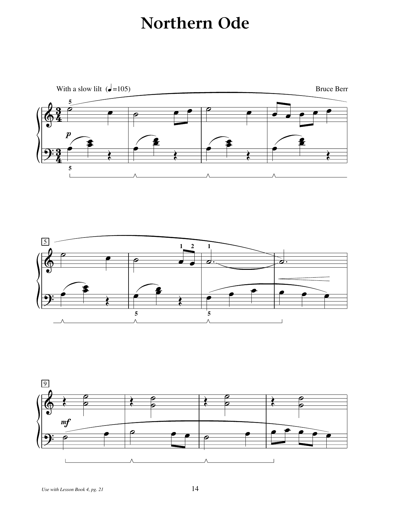 Bruce Berr Northern Ode Sheet Music Notes & Chords for Educational Piano - Download or Print PDF