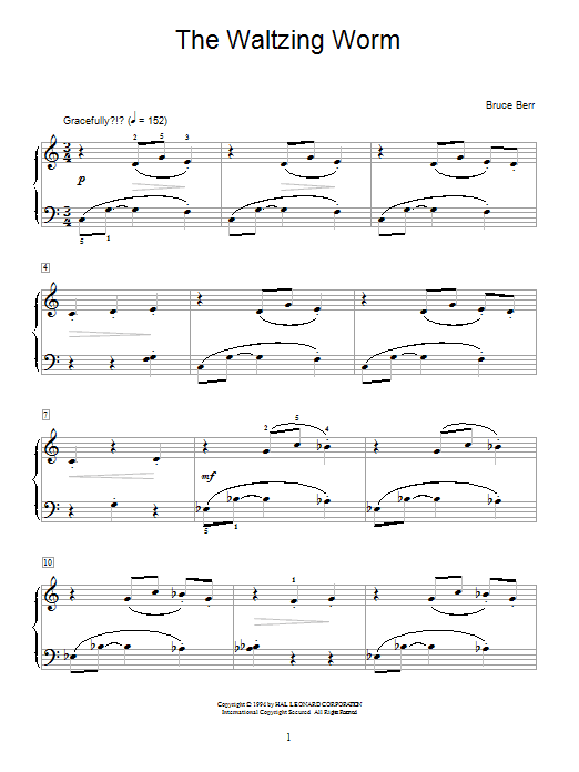 Bruce Berr The Waltzing Worm Sheet Music Notes & Chords for Educational Piano - Download or Print PDF