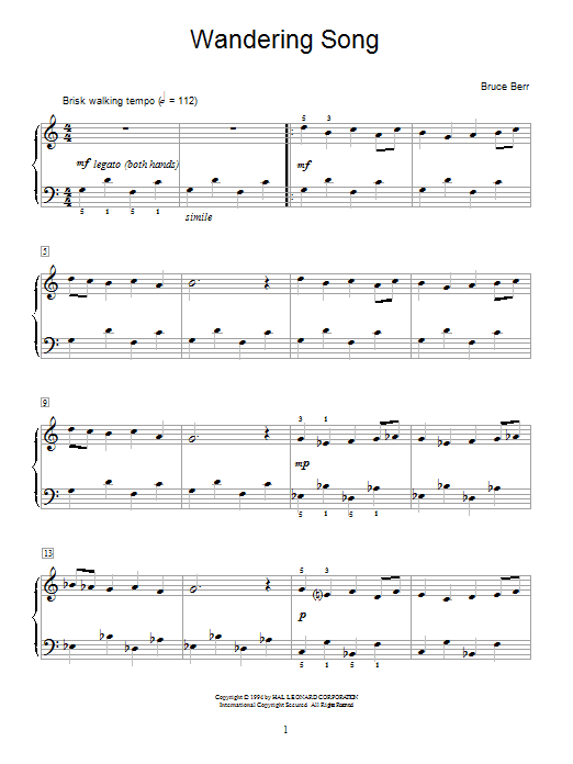Bruce Berr Wandering Song Sheet Music Notes & Chords for Educational Piano - Download or Print PDF