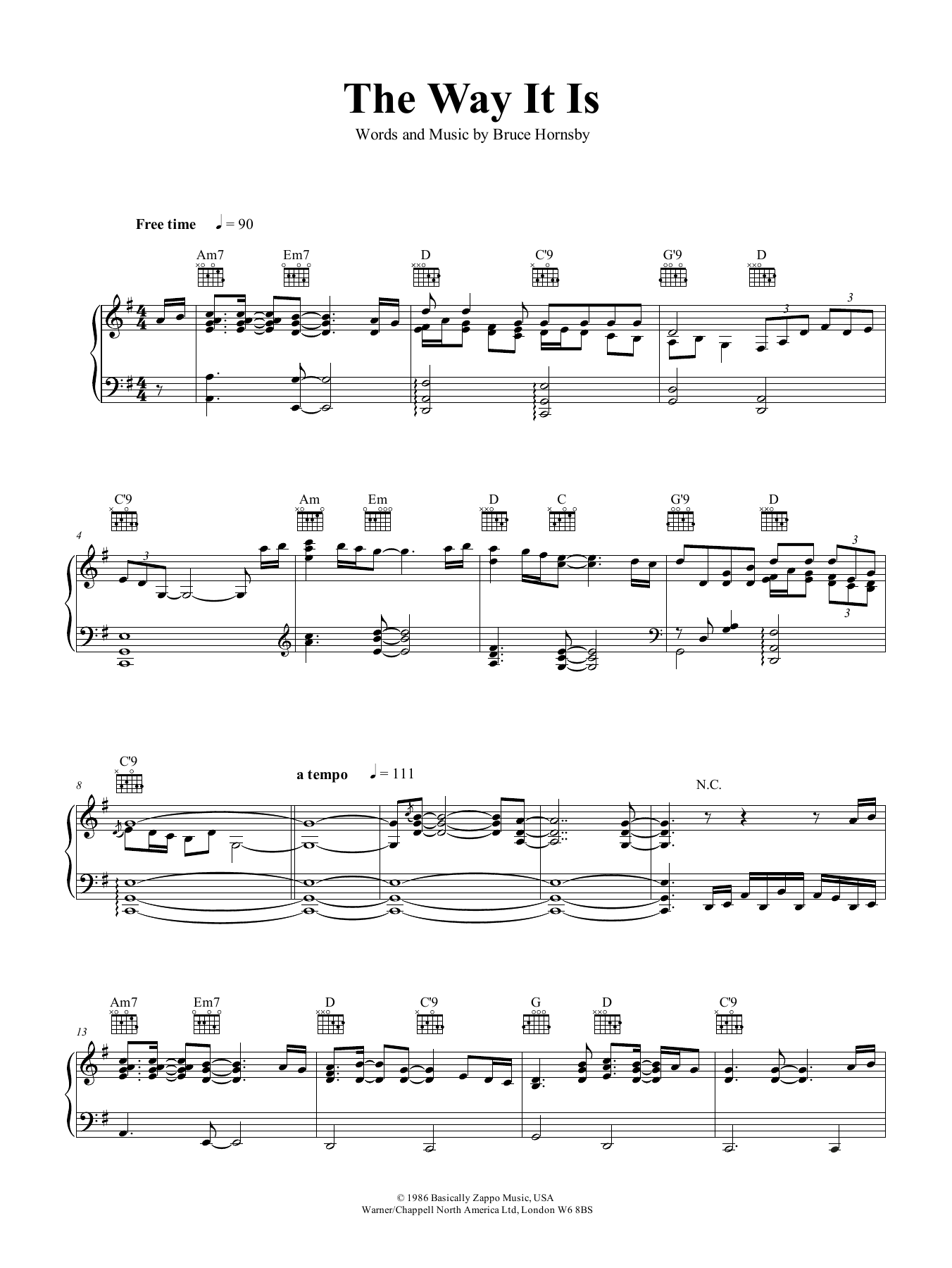 Bruce Hornsby The Way It Is Sheet Music Notes & Chords for Keyboard - Download or Print PDF