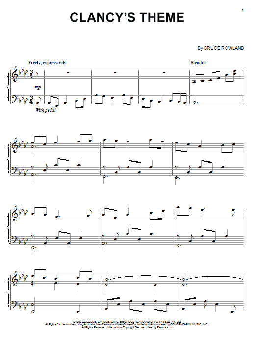 Bruce Rowland Clancy's Theme Sheet Music Notes & Chords for Piano - Download or Print PDF