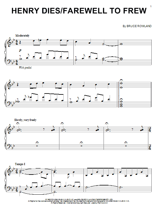 Bruce Rowland Henry Dies/Farewell To Frew Sheet Music Notes & Chords for Piano - Download or Print PDF