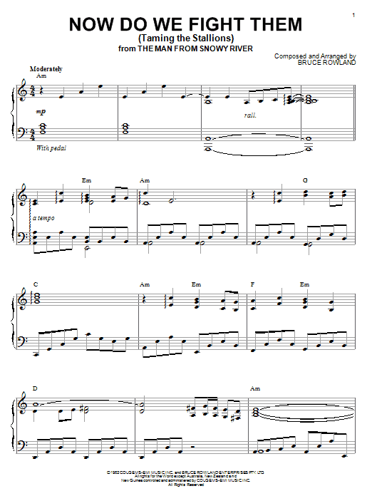 Bruce Rowland Now Do We Fight Them (Taming The Stallions) Sheet Music Notes & Chords for Piano - Download or Print PDF